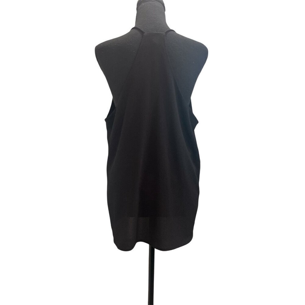 Tyche Textured Solid Double Notch Cami Top Black … - image 3